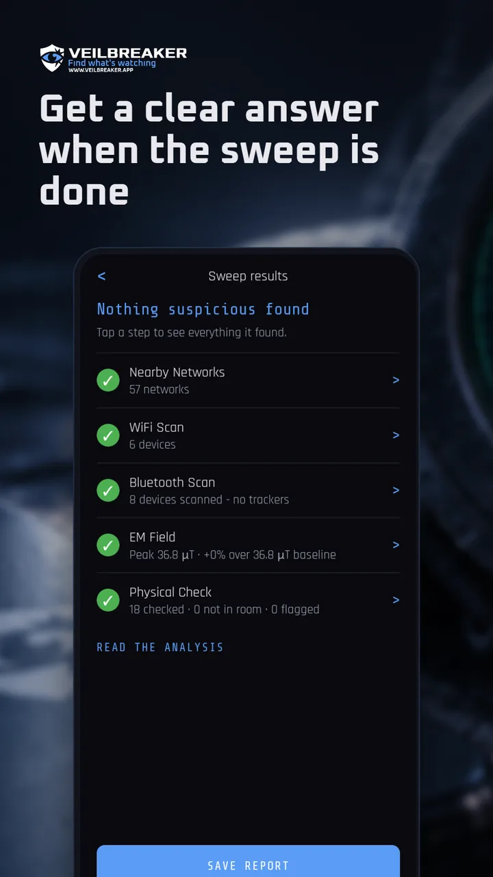 Sweep results saying nothing suspicious found
